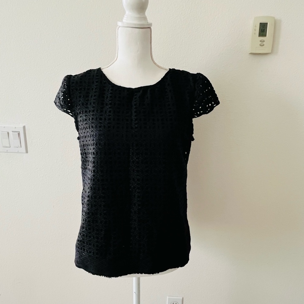 Max Studio Black Textured Women's Blouse